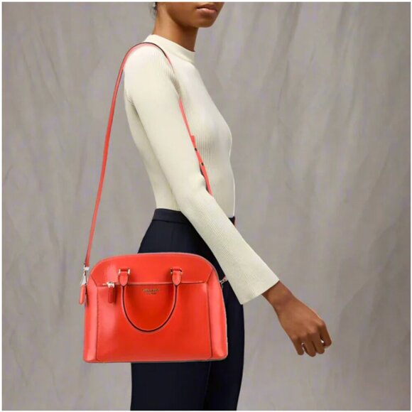 Kate Spade Louise Dome Satchel Medium Leather Crossbody Top Handle Bag Tamarillo - Picture 3 of 10